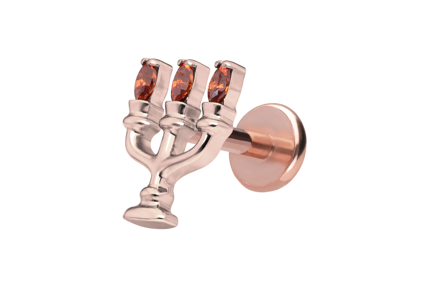 Titan Labret Piercing mit Push Fit KERZENLEUCHTER